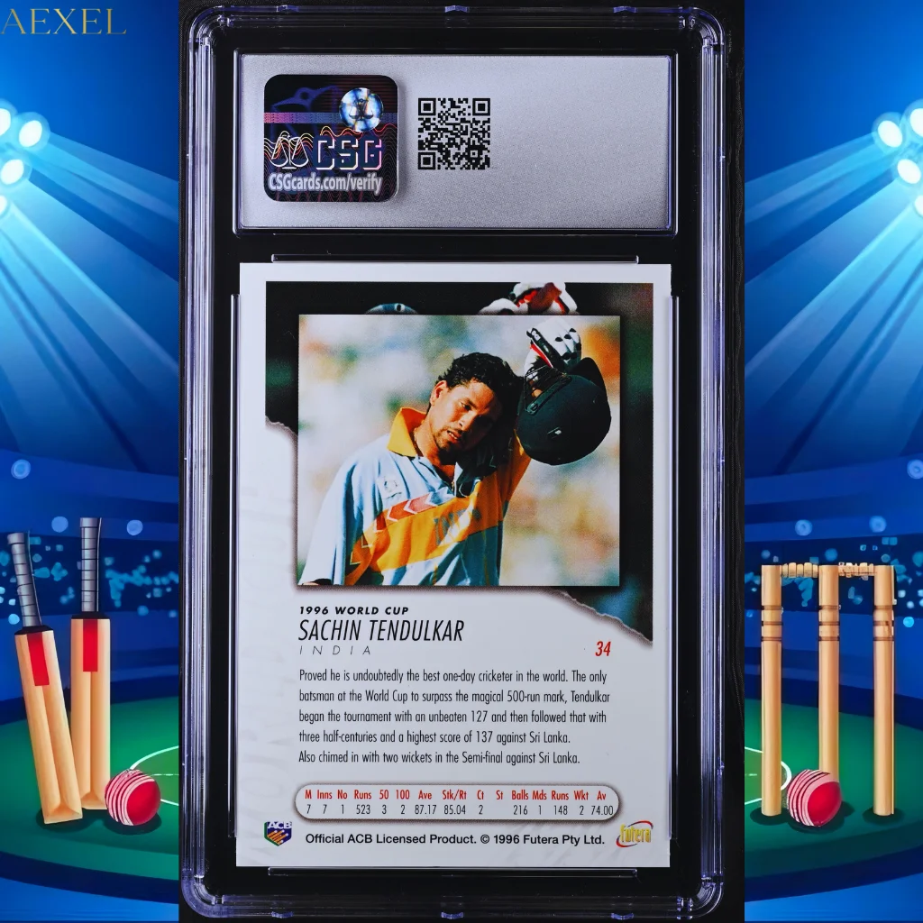 Sachin Tendulkar 1996 Futera #34 CGC Graded 7.5 Trading Card