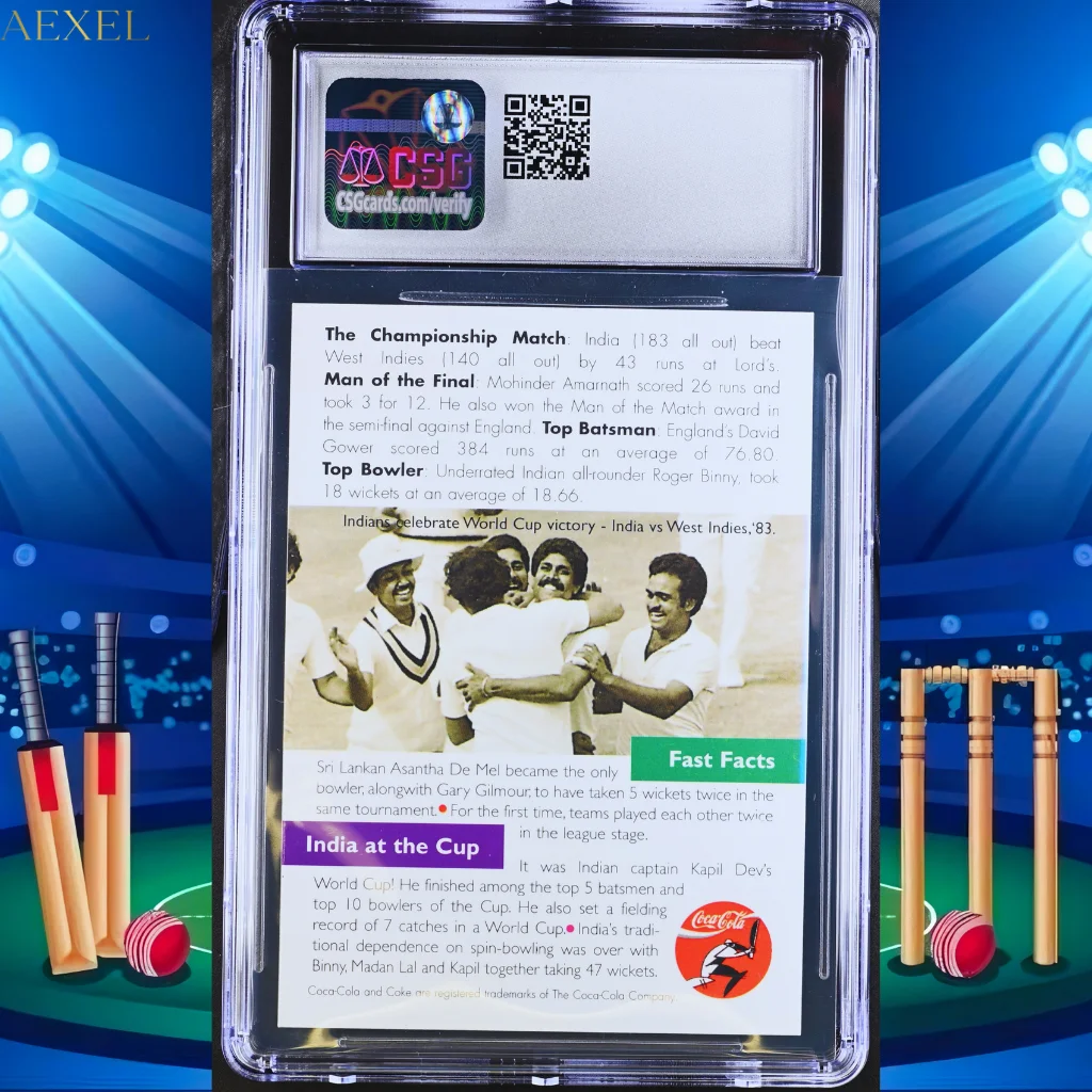 Kapil Dev 1996 Coca Cola Card CGC 6 #5 Kapil’s Greatest Inning