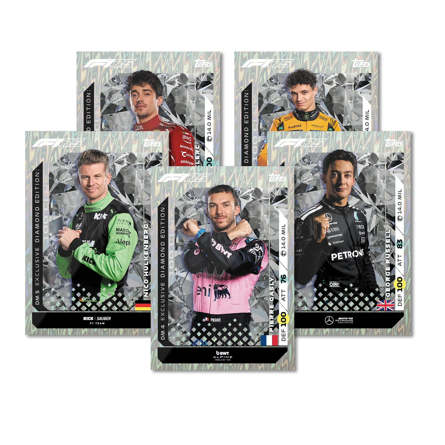 Topps Turbo Attax Formula 1® 2025 - Diamond Edition Mega Tin - contains 66 cards including 6 LE's and 5 exclusive cards.